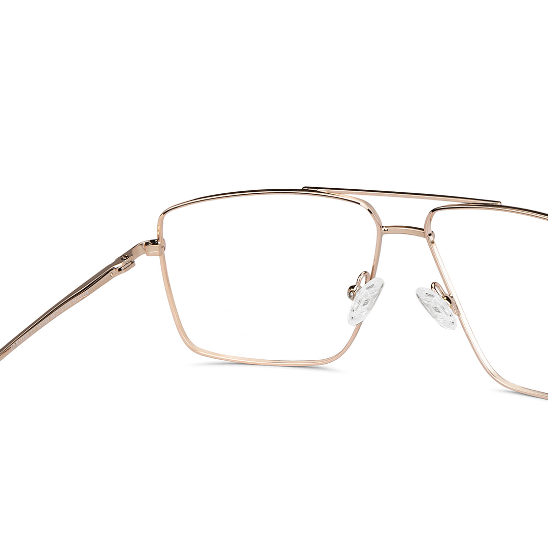 Lenskart BLU Screen Glasses Blue Block Zero Power Screen Glasses: Gold Transparent Full Rim Aviator Lenskart Blu LB E14484-C1 right side