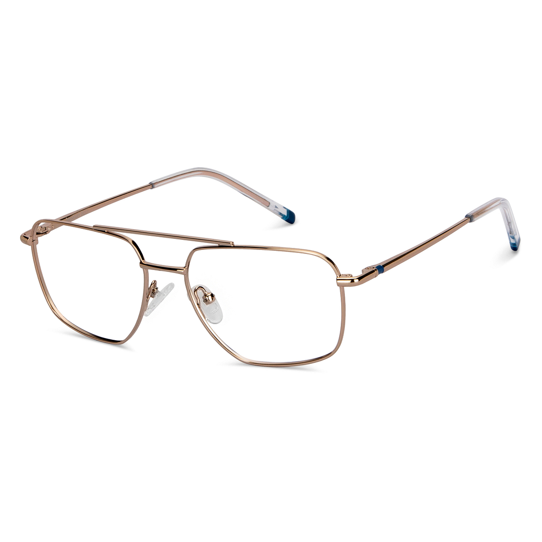Lenskart BLU Screen Glasses Blue Block Zero Power Screen Glasses: Gold Transparent Full Rim Aviator Lenskart Blu LB E14485-C2 right side