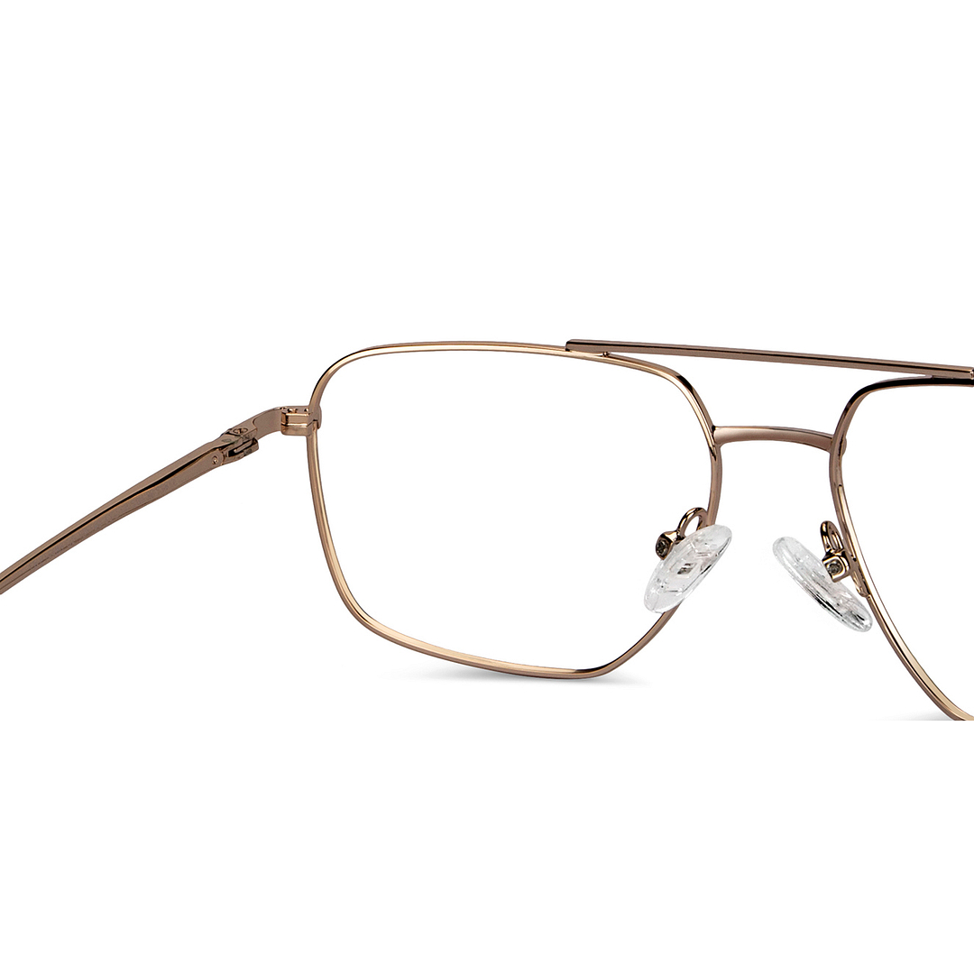 Lenskart BLU Screen Glasses Blue Block Zero Power Screen Glasses: Gold Transparent Full Rim Aviator Lenskart Blu LB E14485-C2 right side