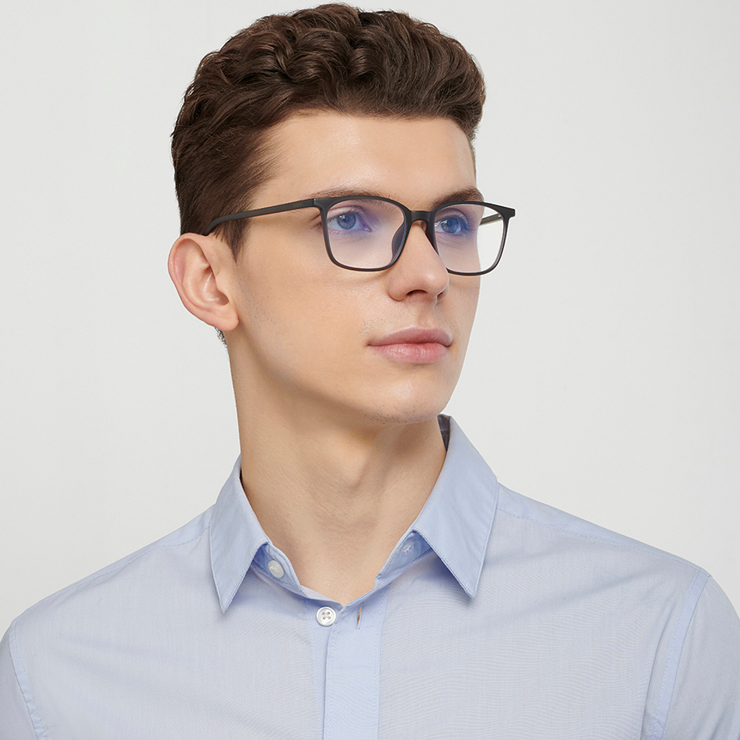 Lenskart BLU Screen Glasses Blue Block Zero Power Screen Glasses : Matte Grey Full Rim Square Lenskart Blu LB E13526-C3 right side