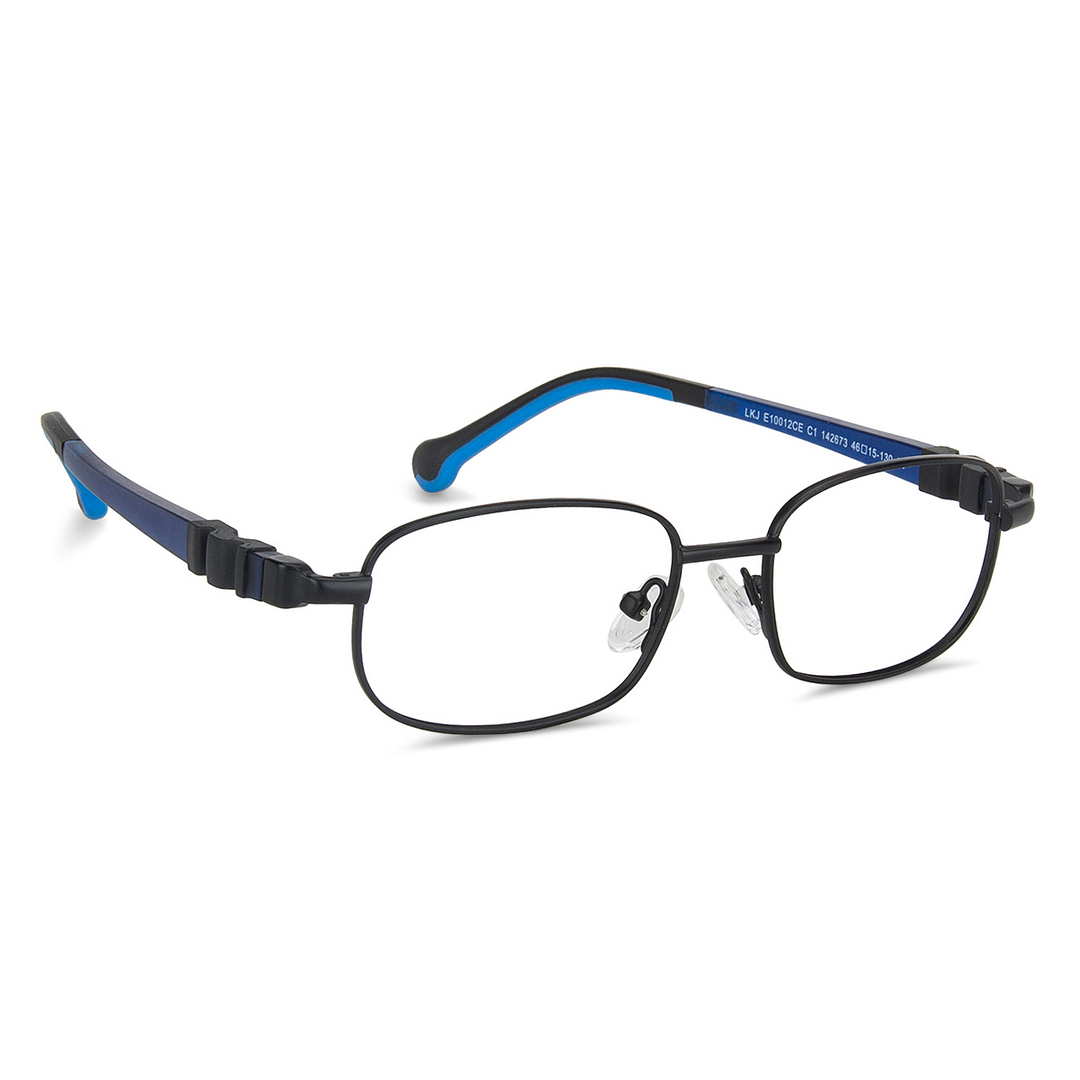 Lenskart Junior Computer Glasses Blue-Block Kids Computer Glasses: Black Blue Full Rim Rectangle Kids  8-12 yrs  Lenskart Junior LKJ E10012CE-C1 left side