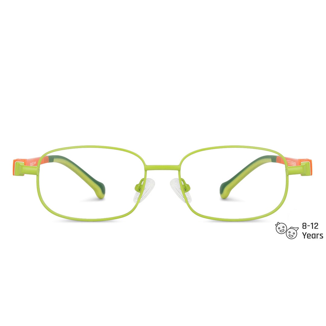 Lenskart Junior Computer Glasses Blue-Block Kids Computer Glasses: Green Orange Full Rim Rectangle Kids  8-12 yrs  Lenskart Junior LKJ E10012CE-C2 left side