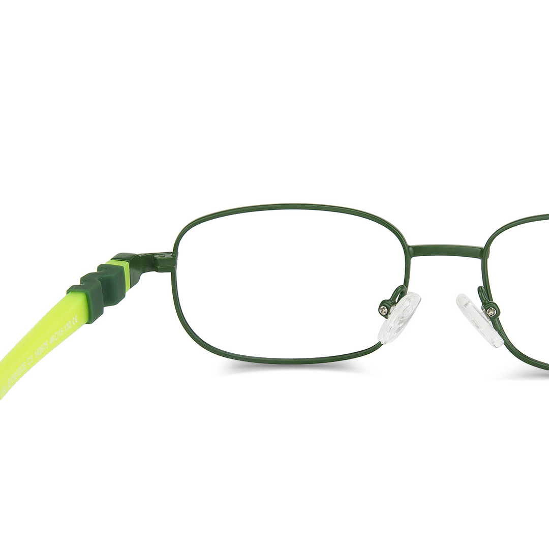 Lenskart Junior Computer Glasses Blue-Block Kids Computer Glasses: Green Full Rim Rectangle Kids  8-12 yrs  Lenskart Junior LKJ E10012CE-C3 left side