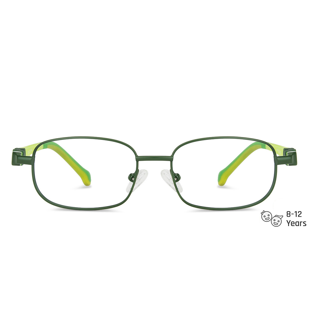 Lenskart Junior Computer Glasses Blue-Block Kids Computer Glasses: Green Full Rim Rectangle Kids  8-12 yrs  Lenskart Junior LKJ E10012CE-C3 left side
