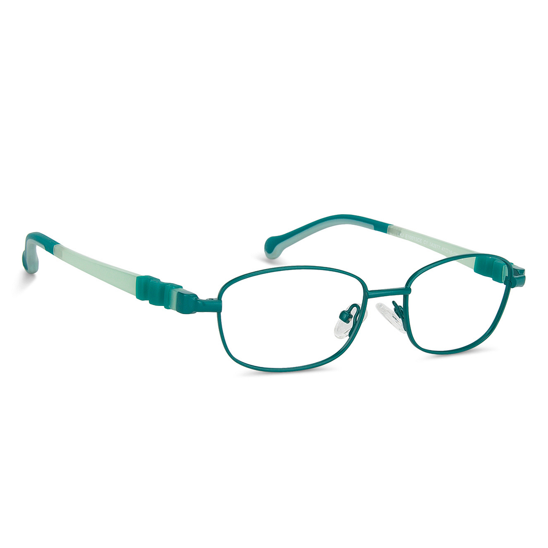Lenskart Junior Computer Glasses Blue-Block Kids Computer Glasses: Green Full Rim Rectangle Kids  8-12 yrs  Lenskart Junior LKJ E10013CE-C1 left side