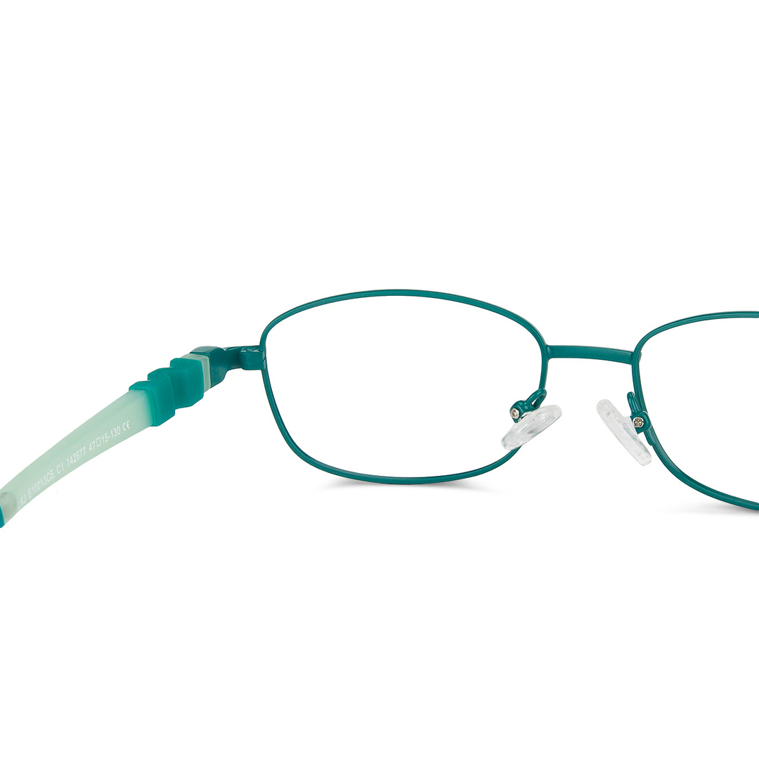 Lenskart Junior Computer Glasses Blue-Block Kids Computer Glasses: Green Full Rim Rectangle Kids  8-12 yrs  Lenskart Junior LKJ E10013CE-C1 left side