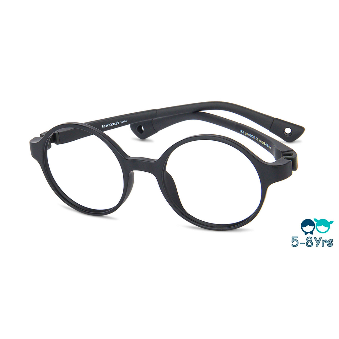 Hooper Screen Glasses Blue-Block Kids Computer Glasses: Matte Black Full Rim Round Kids  5-8 yrs  Lenskart Junior LKJ E10001CE-C1 right side