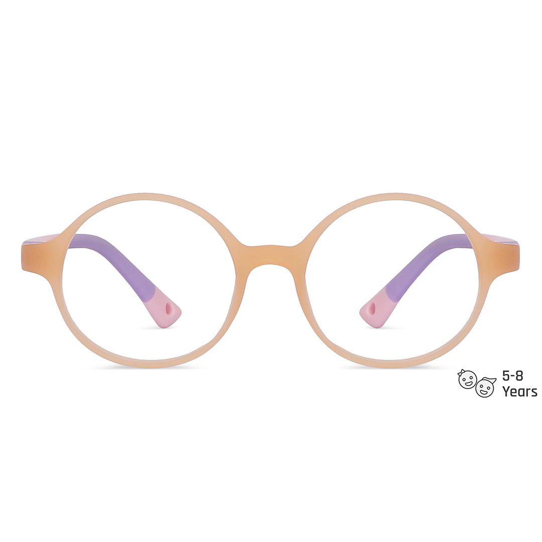 Hooper Screen Glasses Blue-Block Kids Computer Glasses: Matte Brown Transparent Pink Purple Full Rim Round Kids  5-8 yrs  Lenskart Junior LKJ E10001CE-C4 left side