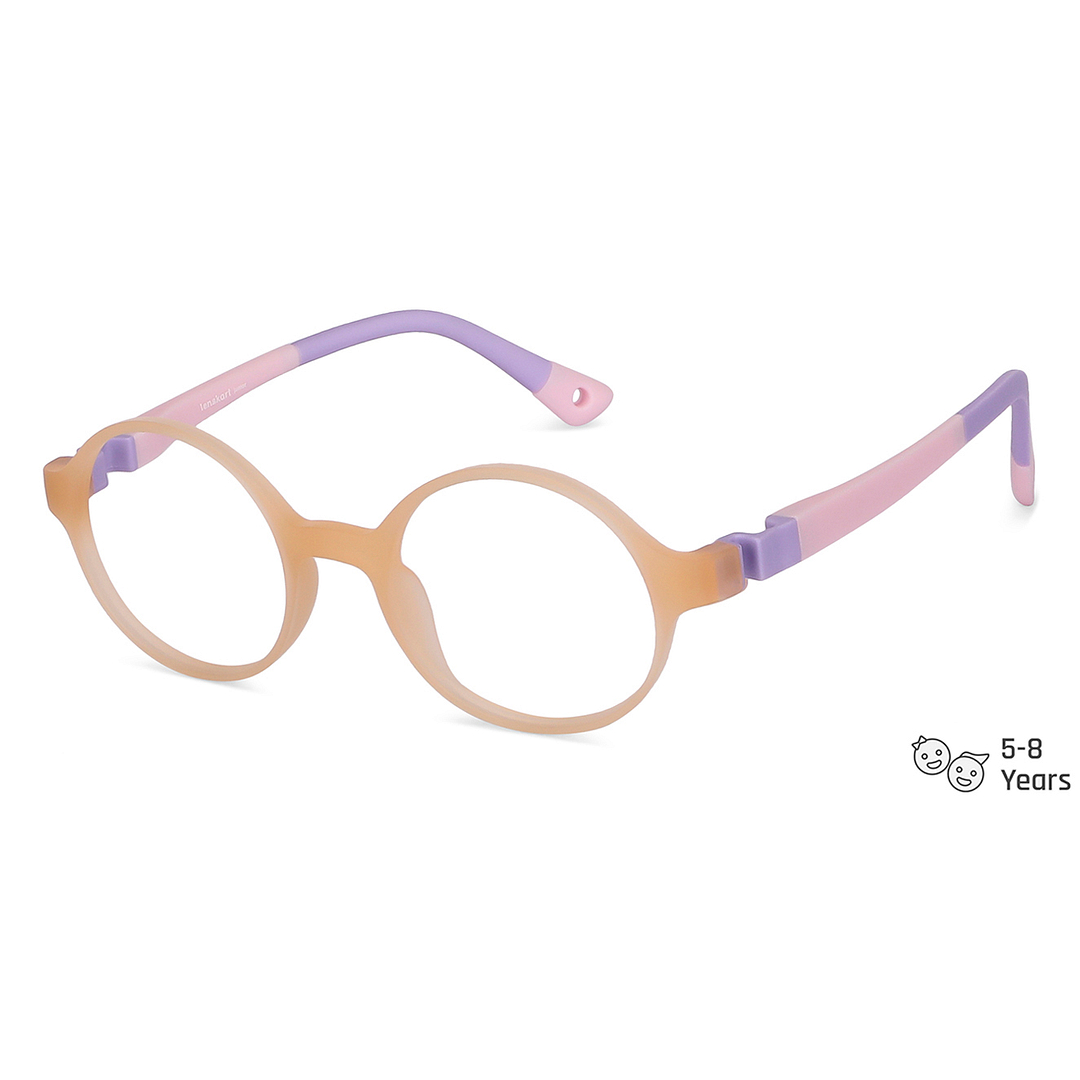 Hooper Screen Glasses Blue-Block Kids Computer Glasses: Matte Brown Transparent Pink Purple Full Rim Round Kids  5-8 yrs  Lenskart Junior LKJ E10001CE-C4 right side