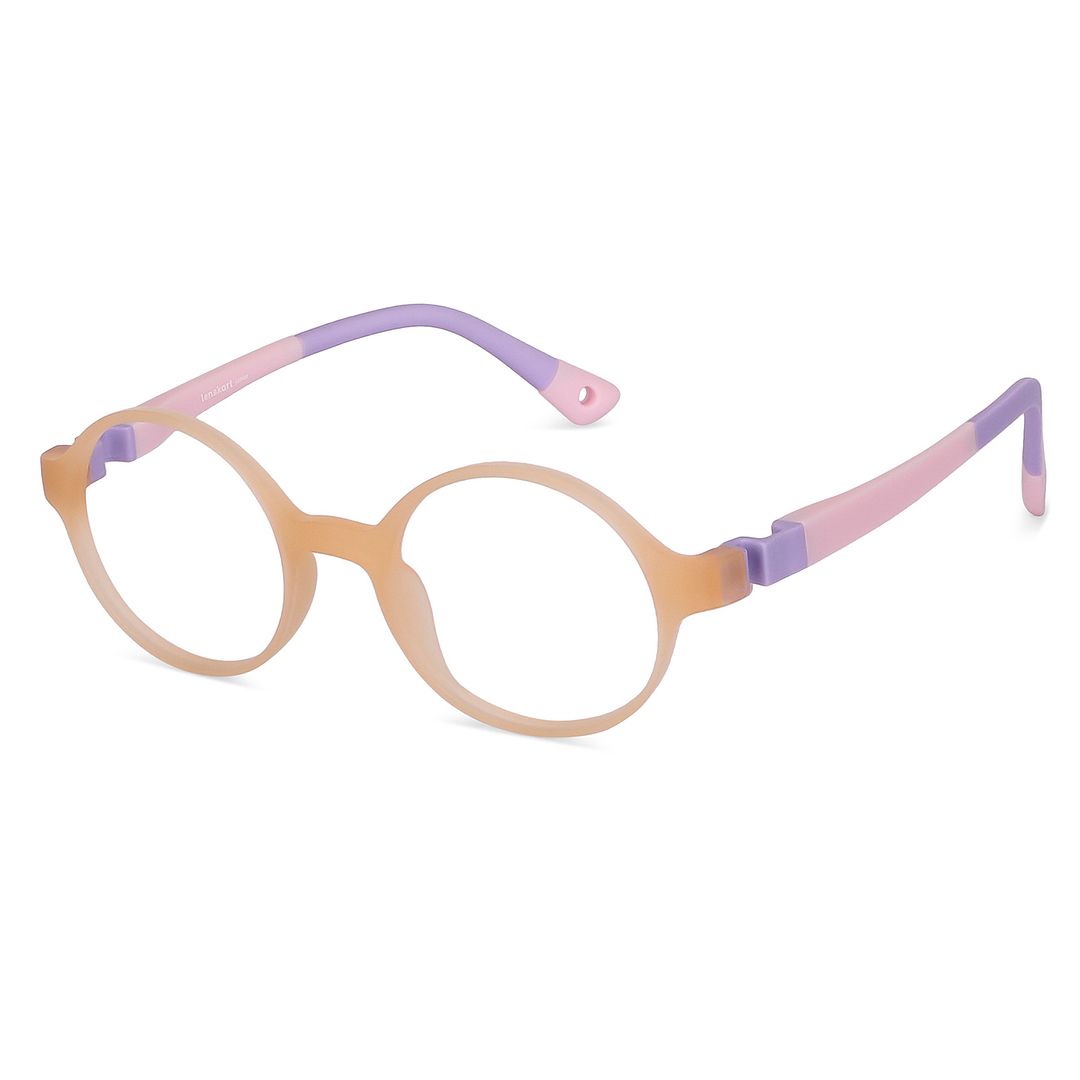 Hooper Screen Glasses Blue-Block Kids Computer Glasses: Matte Brown Transparent Pink Purple Full Rim Round Kids  5-8 yrs  Lenskart Junior LKJ E10001CE-C4 left side