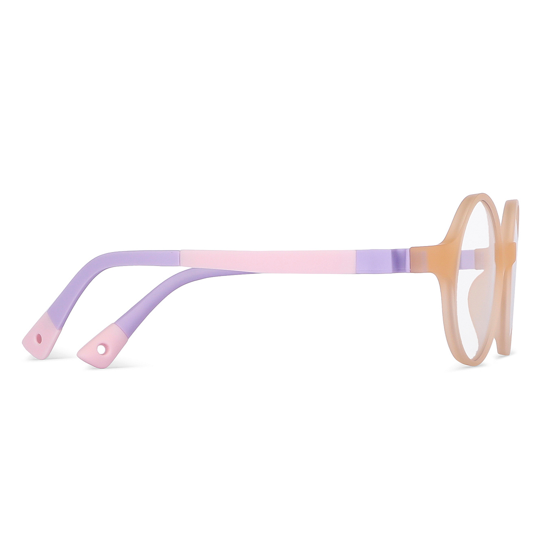 Hooper Screen Glasses Blue-Block Kids Computer Glasses: Matte Brown Transparent Pink Purple Full Rim Round Kids  5-8 yrs  Lenskart Junior LKJ E10001CE-C4 left side