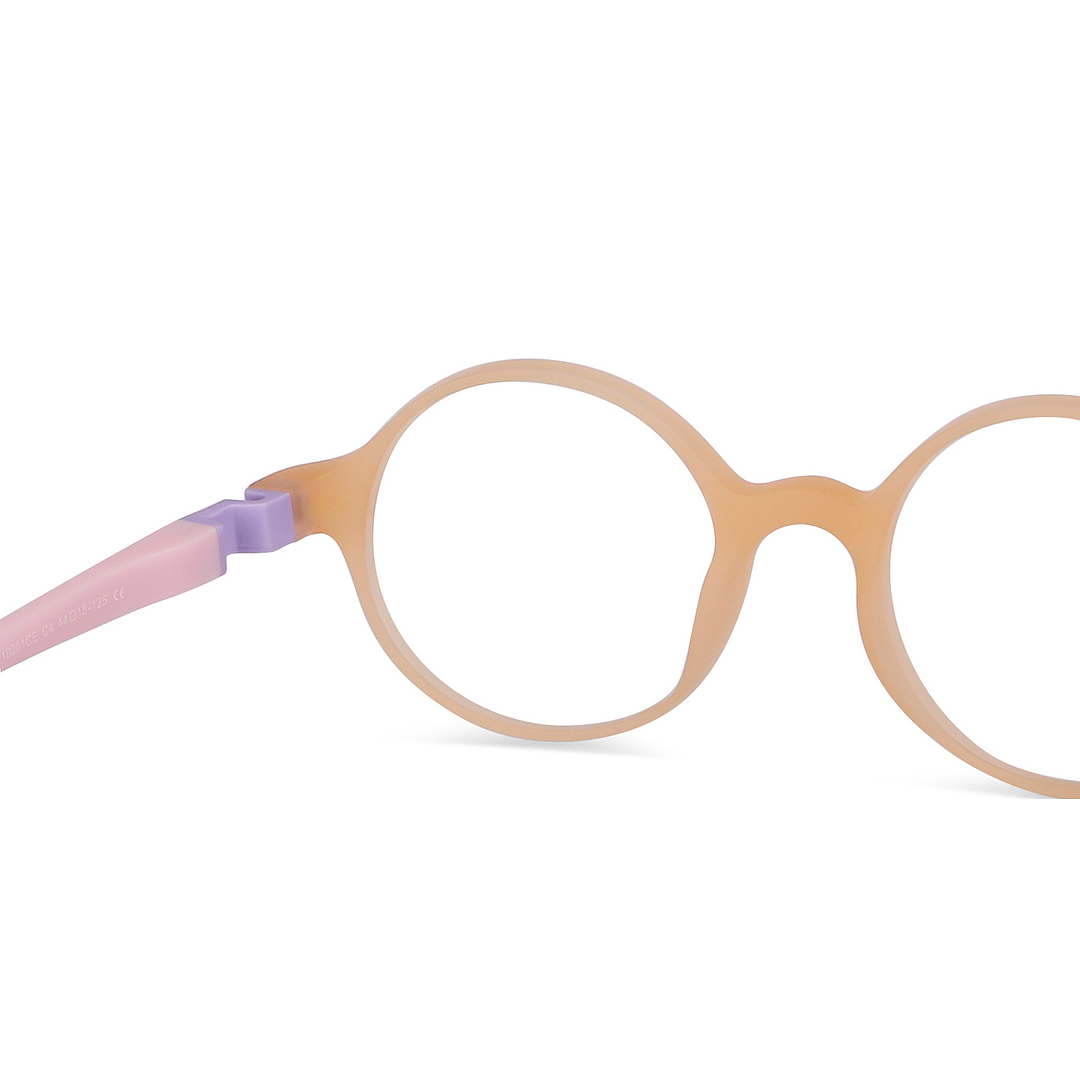 Hooper Screen Glasses Blue-Block Kids Computer Glasses: Matte Brown Transparent Pink Purple Full Rim Round Kids  5-8 yrs  Lenskart Junior LKJ E10001CE-C4 right side
