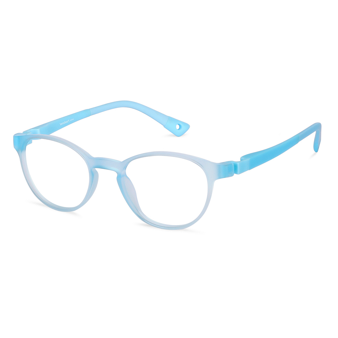 Hooper Screen Glasses Blue-Block Kids Computer Glasses: Matte Sky Blue Transparent Sky Blue Full Rim Round Kids  8-12 yrs  Lenskart Junior LKJ E10003CE-C1 left side