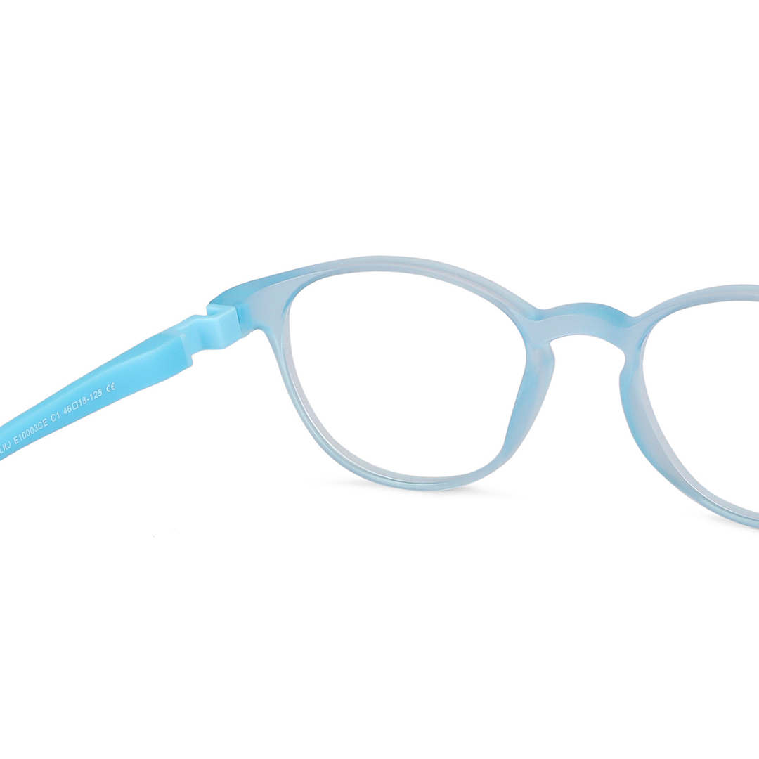Hooper Screen Glasses Blue-Block Kids Computer Glasses: Matte Sky Blue Transparent Sky Blue Full Rim Round Kids  8-12 yrs  Lenskart Junior LKJ E10003CE-C1 right side