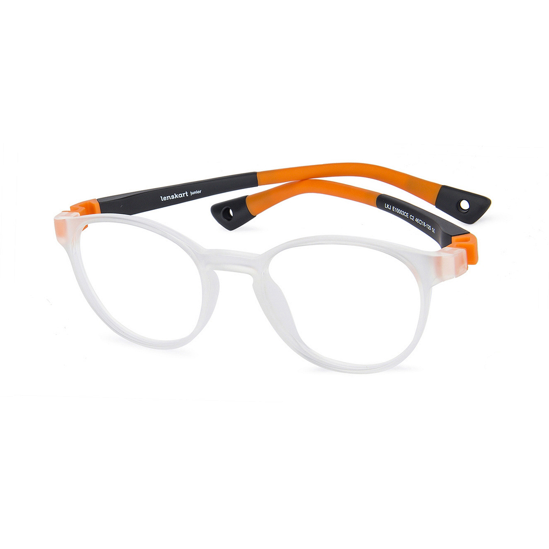 Hooper Screen Glasses Blue-Block Kids Computer Glasses: Matte Transparent Matte Black Orange Full Rim Round Kids  8-12 yrs  Lenskart Junior LKJ E10003CE-C2 right side