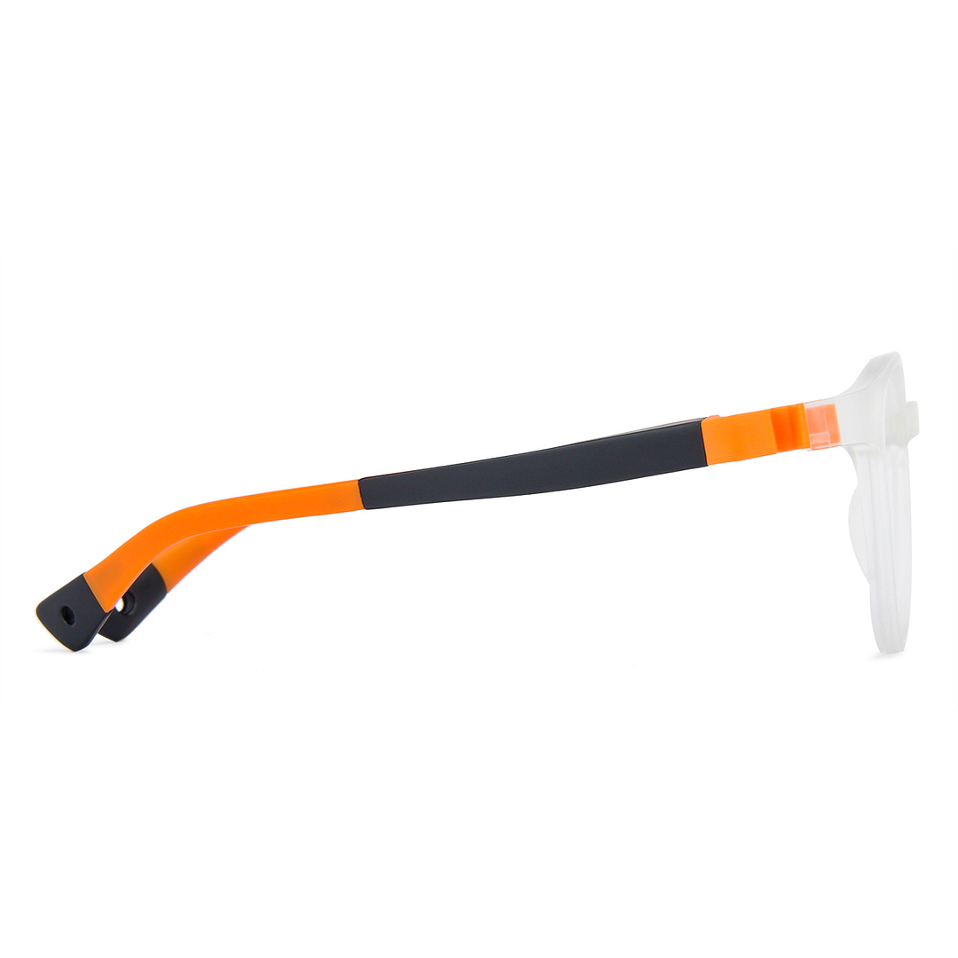 Hooper Screen Glasses Blue-Block Kids Computer Glasses: Matte Transparent Matte Black Orange Full Rim Round Kids  8-12 yrs  Lenskart Junior LKJ E10003CE-C2 right side