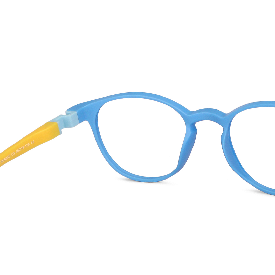 Hooper Screen Glasses Blue-Block Kids Computer Glasses: Matte Sky Blue Yellow Sky Blue Full Rim Round Kids  8-12 yrs  Lenskart Junior LKJ E10003CE-C3 right side