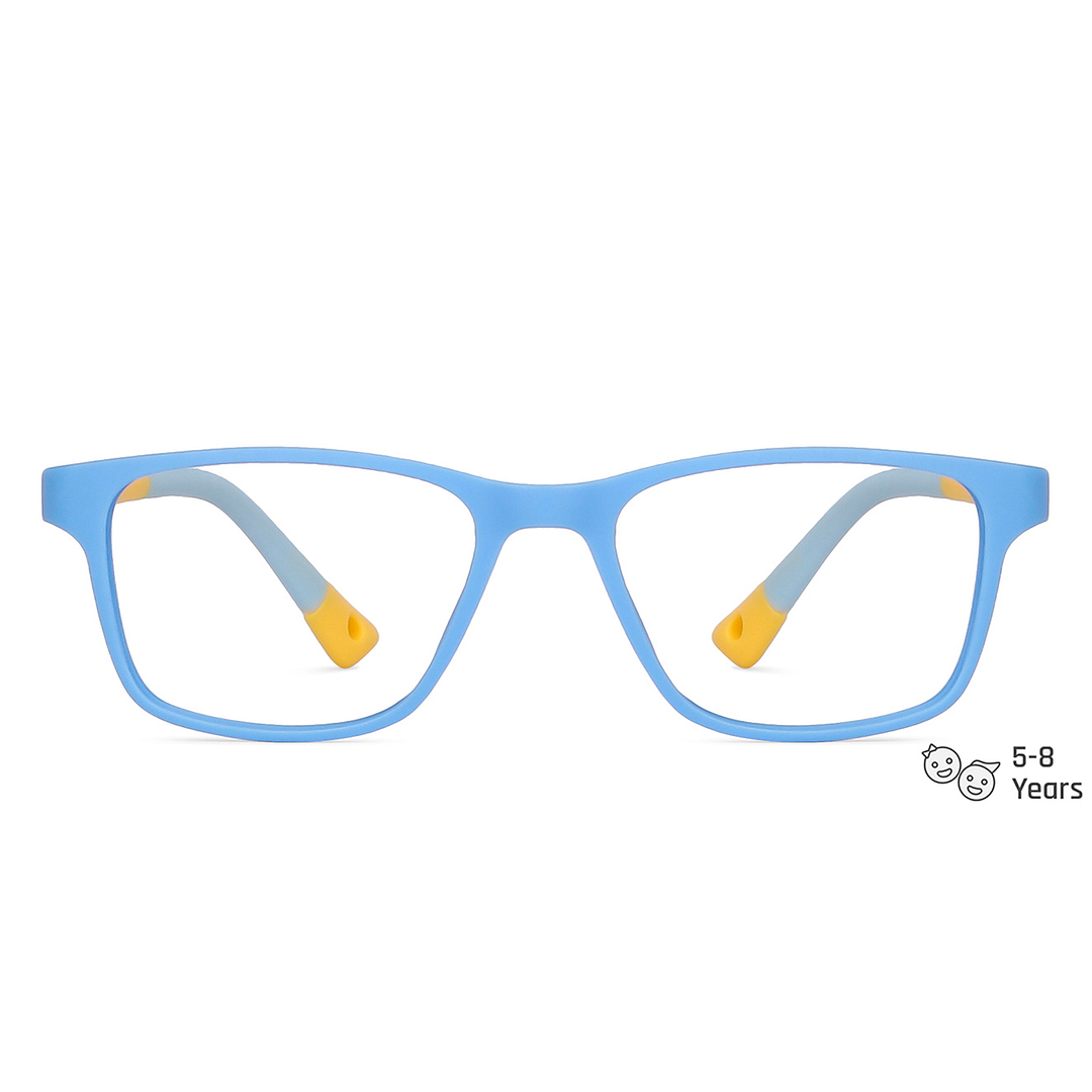 Lenskart Junior Computer Glasses Blue-Block Kids Computer Glasses: Matte Sky Blue Yellow Sky Blue Full Rim Rectangle Kids  5-8 yrs  Lenskart Junior LKJ E10005CE-C6 left side