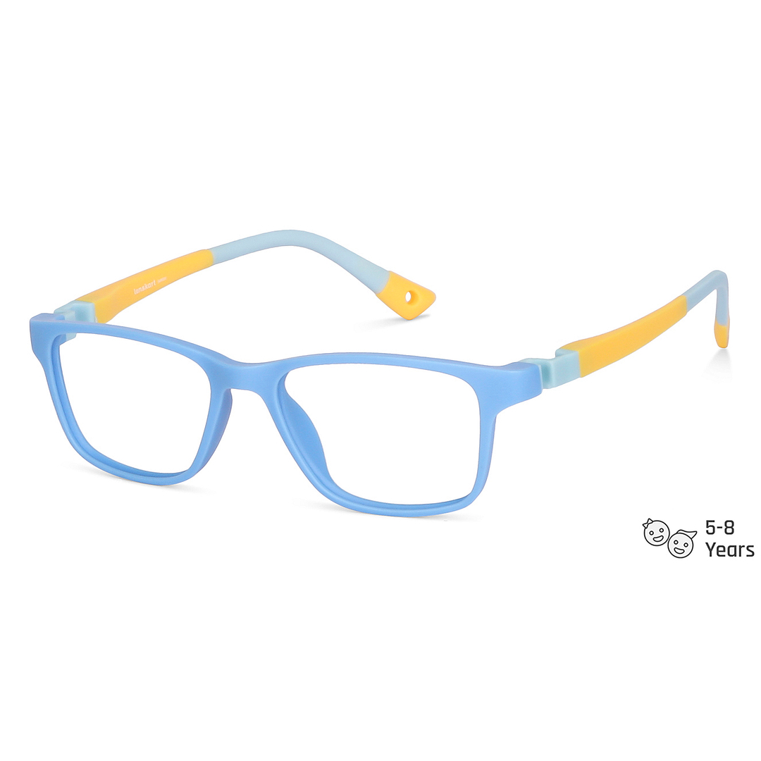 Lenskart Junior Computer Glasses Blue-Block Kids Computer Glasses: Matte Sky Blue Yellow Sky Blue Full Rim Rectangle Kids  5-8 yrs  Lenskart Junior LKJ E10005CE-C6 right side