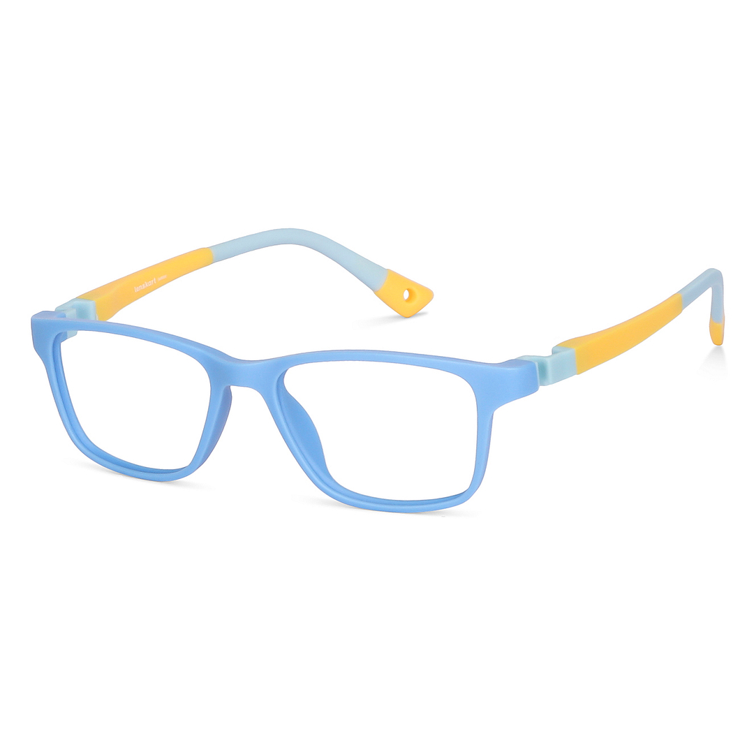 Lenskart Junior Computer Glasses Blue-Block Kids Computer Glasses: Matte Sky Blue Yellow Sky Blue Full Rim Rectangle Kids  5-8 yrs  Lenskart Junior LKJ E10005CE-C6 right side
