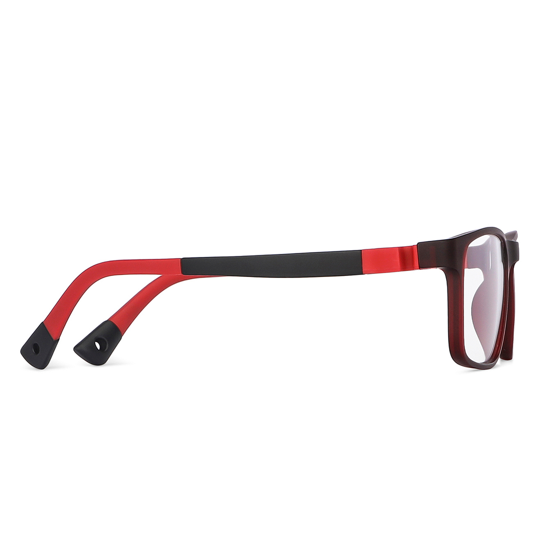 Lenskart Junior Computer Glasses Blue-Block Kids Computer Glasses: Matte Marron Transparent Matte Black Red Full Rim Rectangle Kids  5-8 yrs  Lenskart Junior LKJ E10006CE-C2 left side