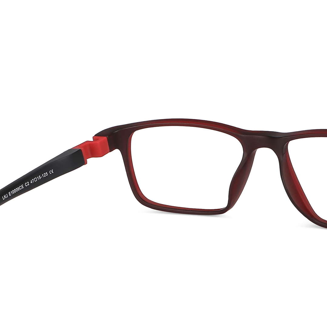Lenskart Junior Computer Glasses Blue-Block Kids Computer Glasses: Matte Marron Transparent Matte Black Red Full Rim Rectangle Kids  5-8 yrs  Lenskart Junior LKJ E10006CE-C2 right side