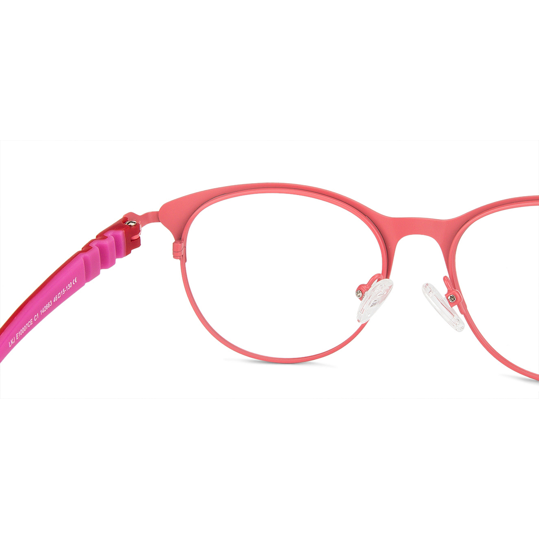 Lenskart Junior Computer Glasses Blue-Block Kids Computer Glasses: Pink Maroon Full Rim Cat Eye Kids  8-12 yrs  Lenskart Junior LKJ E10007CE-C1 left side