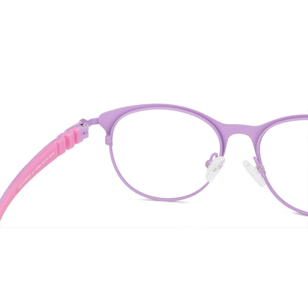 Hooper Screen Glasses Blue-Block Kids Computer Glasses: Purple Pink Full Rim Cat Eye Kids  8-12 yrs  Lenskart Junior LKJ E10007CE-C2 left side