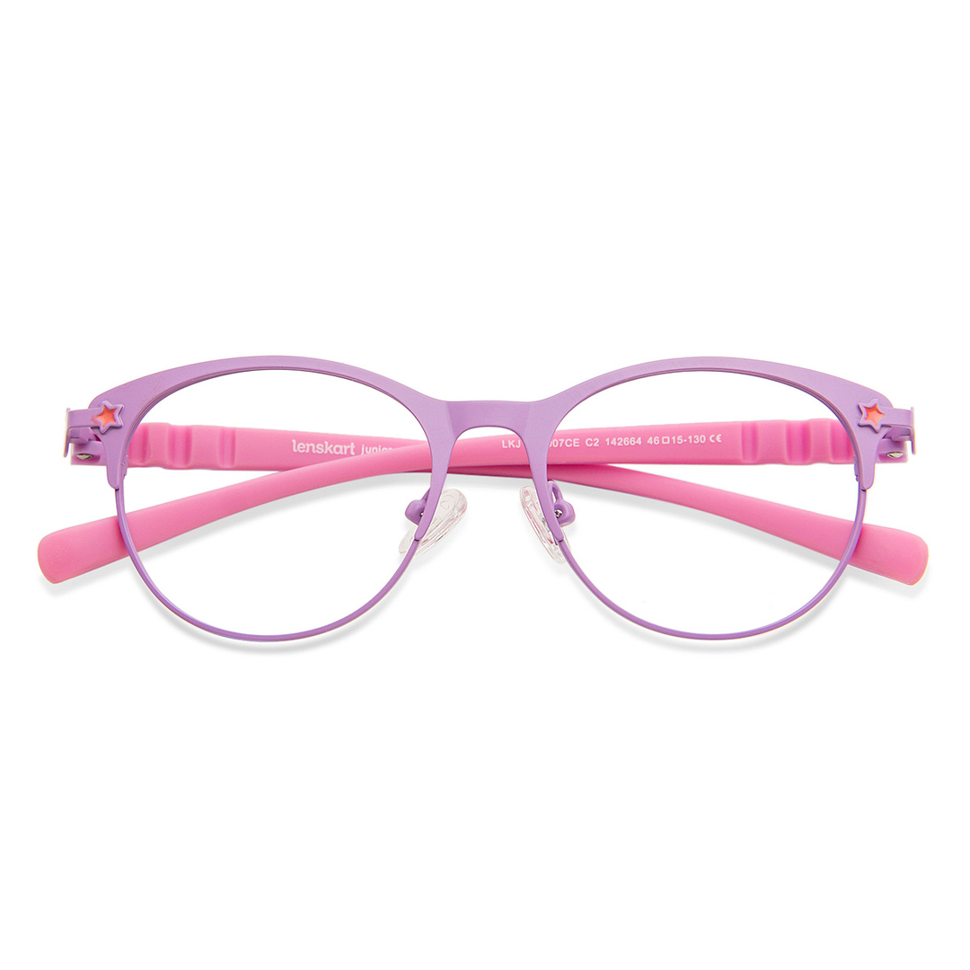 Hooper Screen Glasses Blue-Block Kids Computer Glasses: Purple Pink Full Rim Cat Eye Kids  8-12 yrs  Lenskart Junior LKJ E10007CE-C2 right side