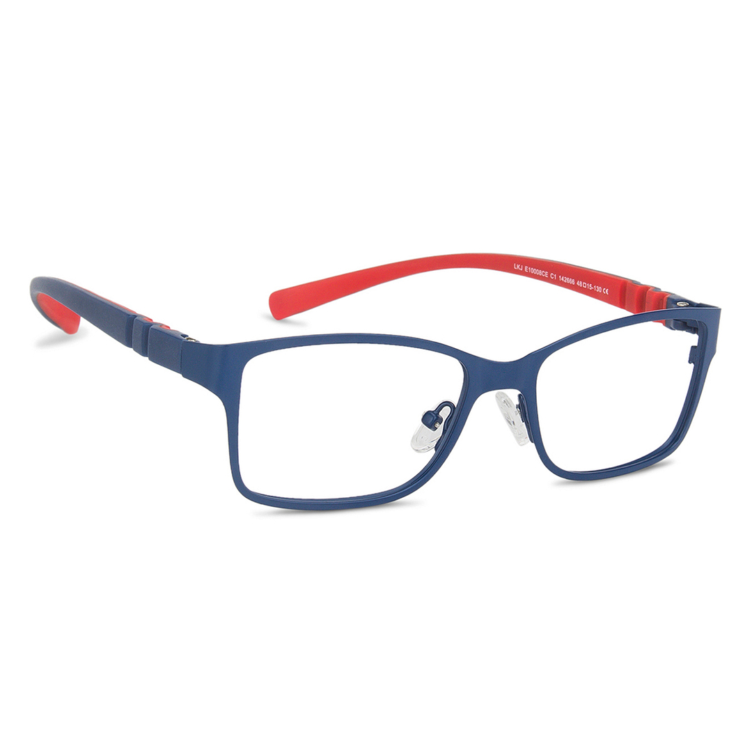 Lenskart Junior Computer Glasses Blue-Block Kids Computer Glasses: Blue Red Full Rim Rectangle Kids  5-8 yrs  Lenskart Junior LKJ E10008CE-C1 left side