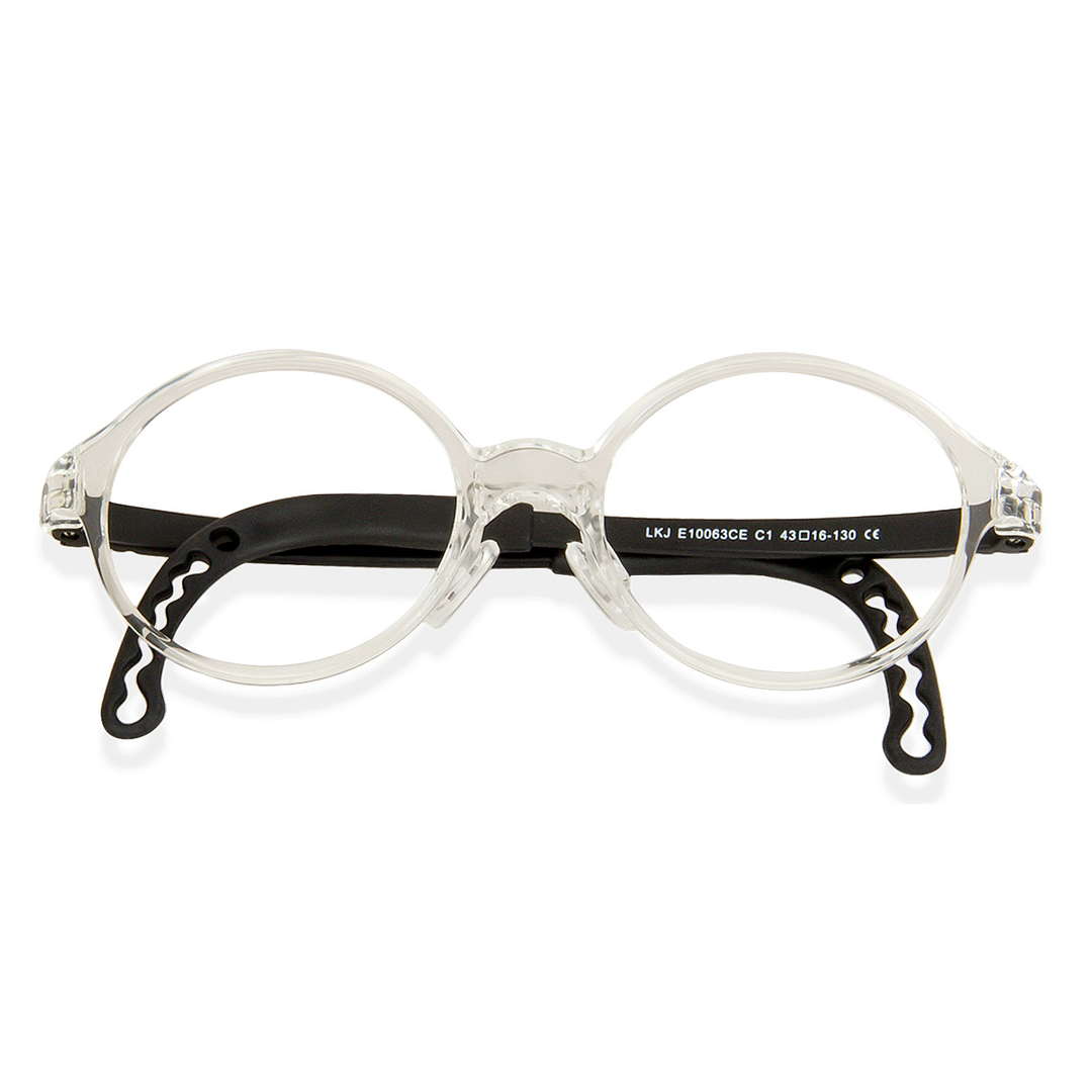 Hooper Screen Glasses Blue-Block Kids Computer Glasses: Transparent Black Full Rim Round Kid  2-5 yrs  Lenskart Junior LKJ E10063CE-C1 left side