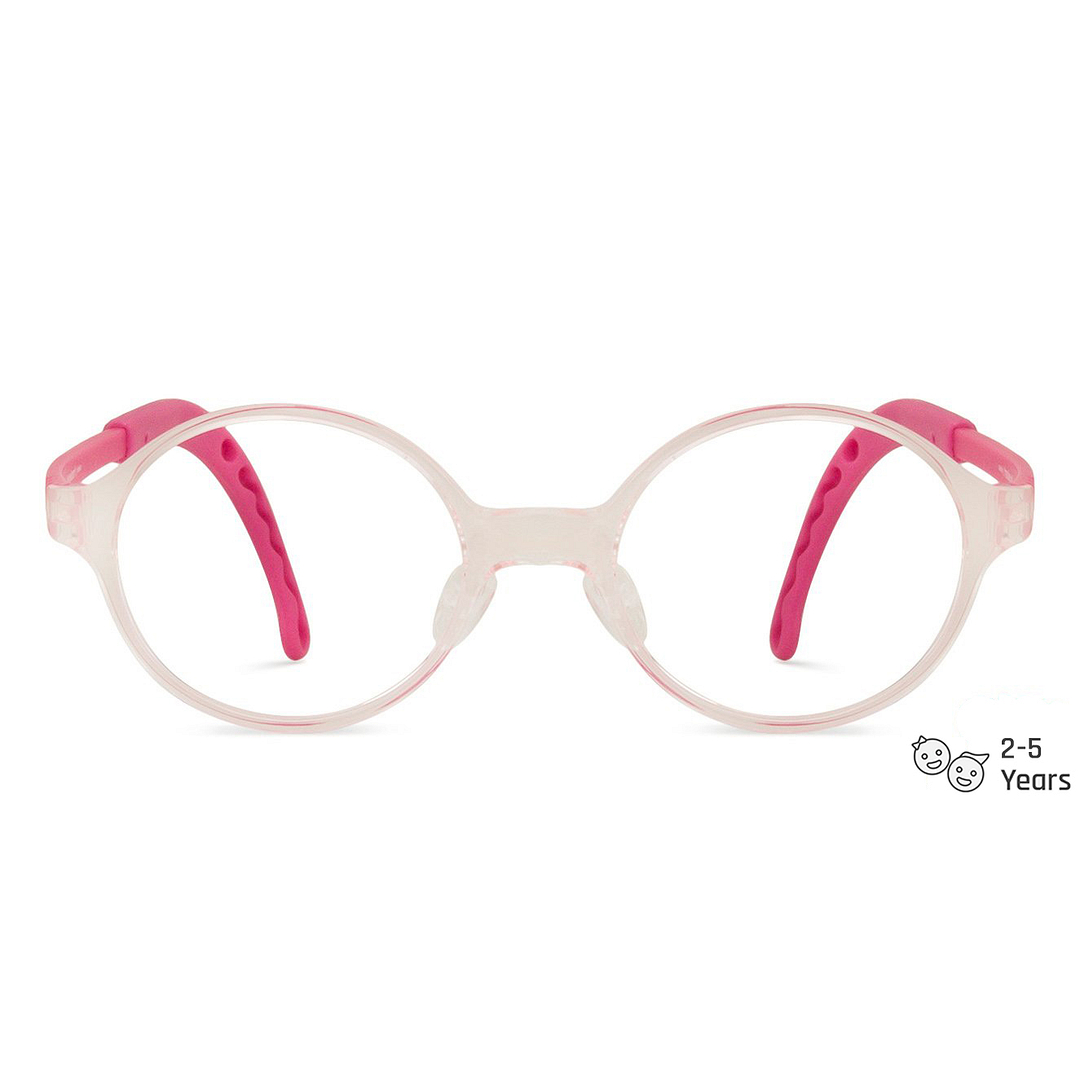 Hooper Screen Glasses Blue-Block Kids Computer Glasses: Pink Transparent Full Rim Round Kid  2-5 yrs  Lenskart Junior LKJ E10063CE-C2 left side