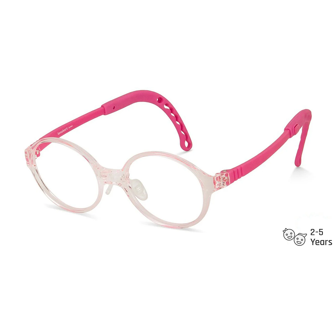 Hooper Screen Glasses Blue-Block Kids Computer Glasses: Pink Transparent Full Rim Round Kid  2-5 yrs  Lenskart Junior LKJ E10063CE-C2 right side