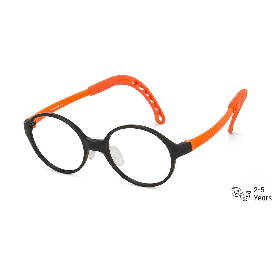 Hooper Screen Glasses Blue-Block Kids Computer Glasses: Matte Black Orange Full Rim Round Kid  2-5 yrs  Lenskart Junior LKJ E10063CE-C4 right side