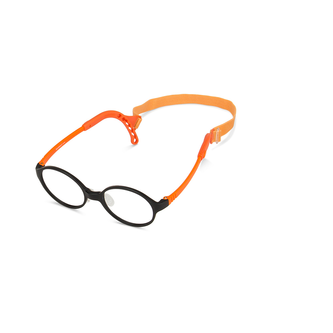 Hooper Screen Glasses Blue-Block Kids Computer Glasses: Matte Black Orange Full Rim Round Kid  2-5 yrs  Lenskart Junior LKJ E10063CE-C4 left side