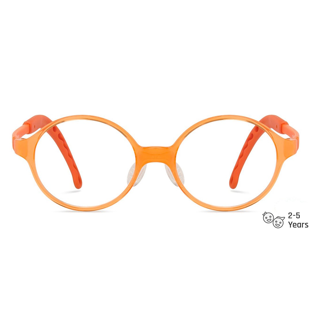 Hooper Screen Glasses Blue-Block Kids Computer Glasses: Orange Transparent Full Rim Round Kid  2-5 yrs  Lenskart Junior LKJ E10063CE-C6 left side