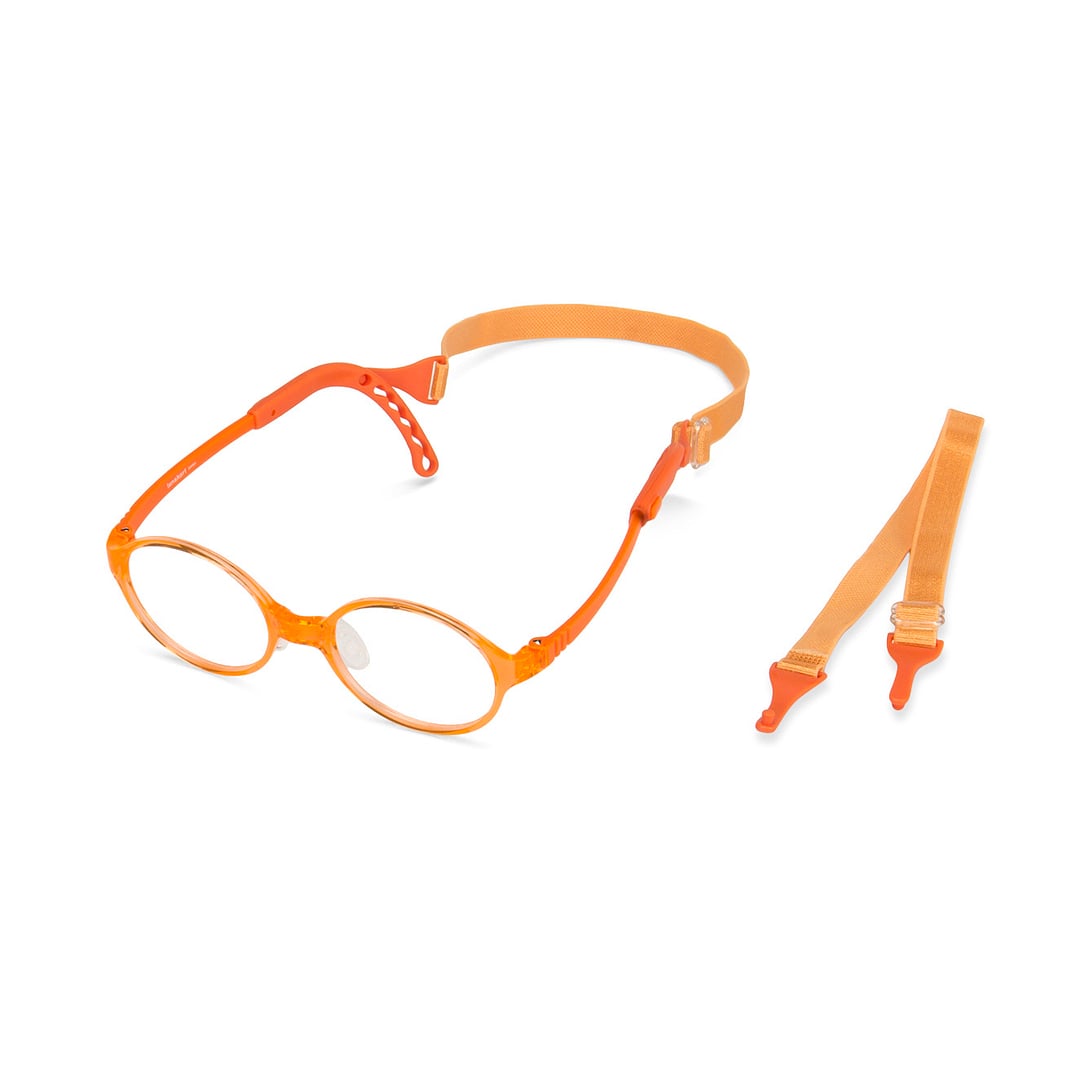 Hooper Screen Glasses Blue-Block Kids Computer Glasses: Orange Transparent Full Rim Round Kid  2-5 yrs  Lenskart Junior LKJ E10063CE-C6 left side