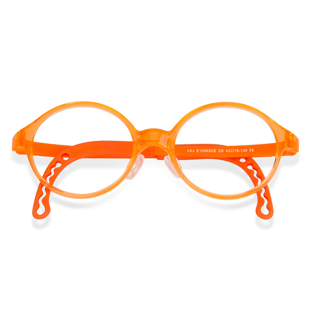 Hooper Screen Glasses Blue-Block Kids Computer Glasses: Orange Transparent Full Rim Round Kid  2-5 yrs  Lenskart Junior LKJ E10063CE-C6 left side