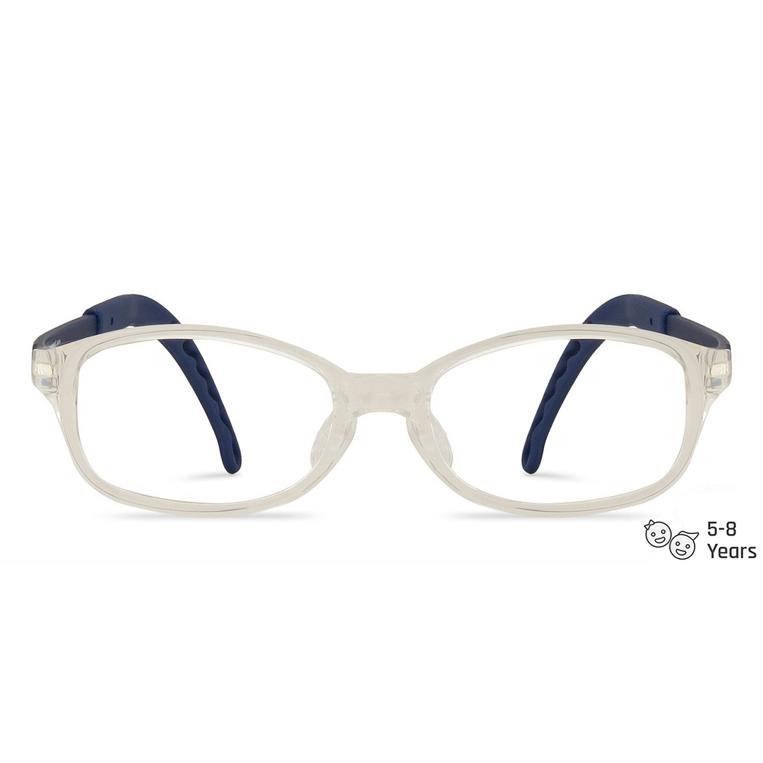 Hooper Screen Glasses Blue-Block Kids Computer Glasses: Transparent Blue Full Rim Rectangle Kid  5-8 yrs  Lenskart Junior LKJ E10064CE-C1 right side