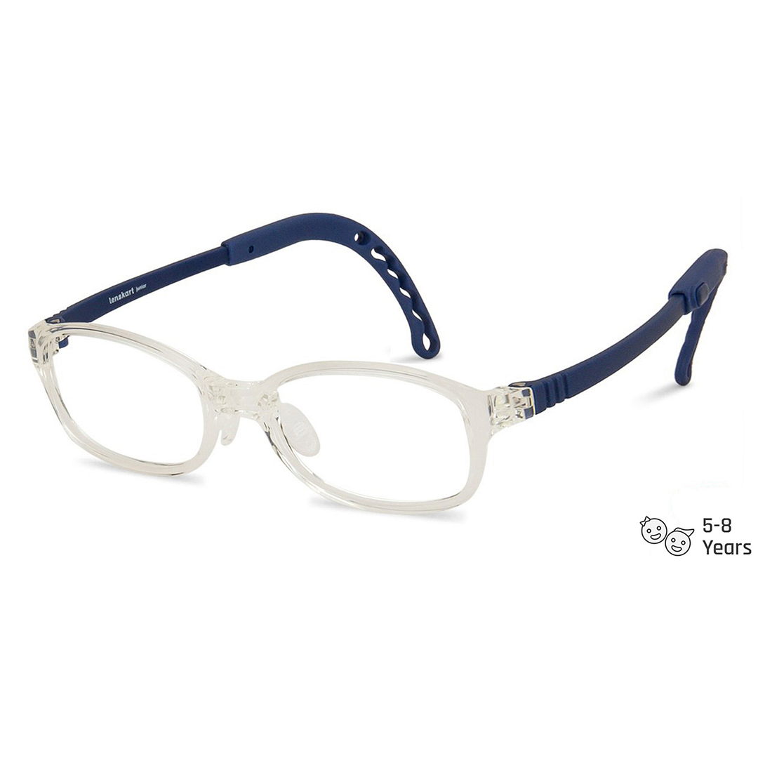 Hooper Screen Glasses Blue-Block Kids Computer Glasses: Transparent Blue Full Rim Rectangle Kid  5-8 yrs  Lenskart Junior LKJ E10064CE-C1 left side