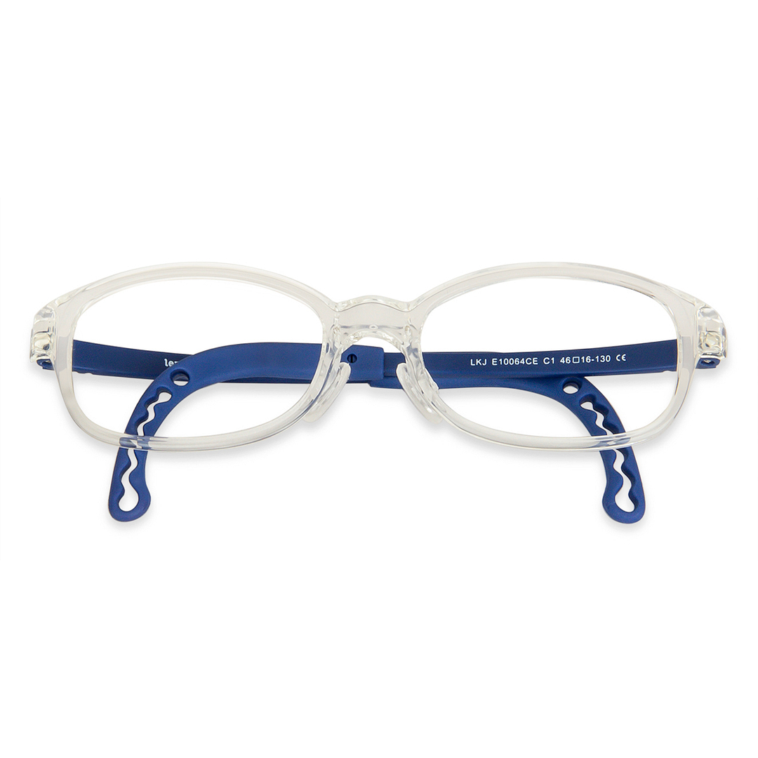 Hooper Screen Glasses Blue-Block Kids Computer Glasses: Transparent Blue Full Rim Rectangle Kid  5-8 yrs  Lenskart Junior LKJ E10064CE-C1 left side