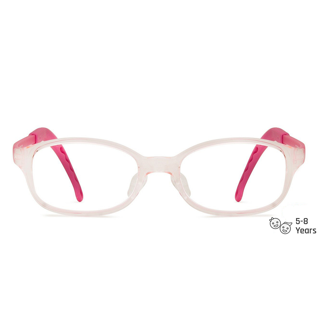 Hooper Screen Glasses Blue-Block Kids Computer Glasses: Pink Transparent Full Rim Rectangle Kid  5-8 yrs  Lenskart Junior LKJ E10064CE-C2 left side