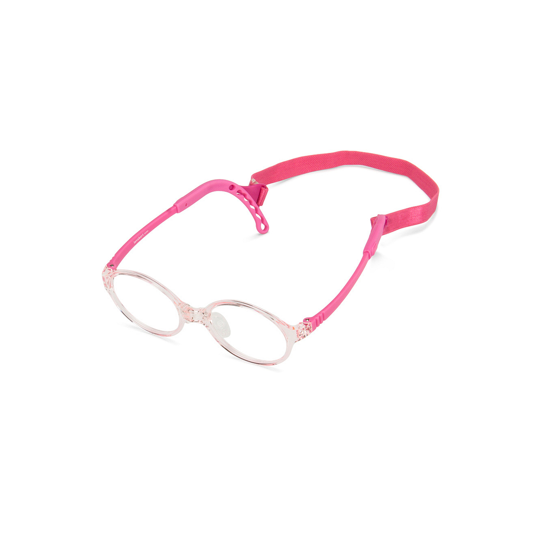 Hooper Screen Glasses Blue-Block Kids Computer Glasses: Pink Transparent Full Rim Rectangle Kid  5-8 yrs  Lenskart Junior LKJ E10064CE-C2 left side