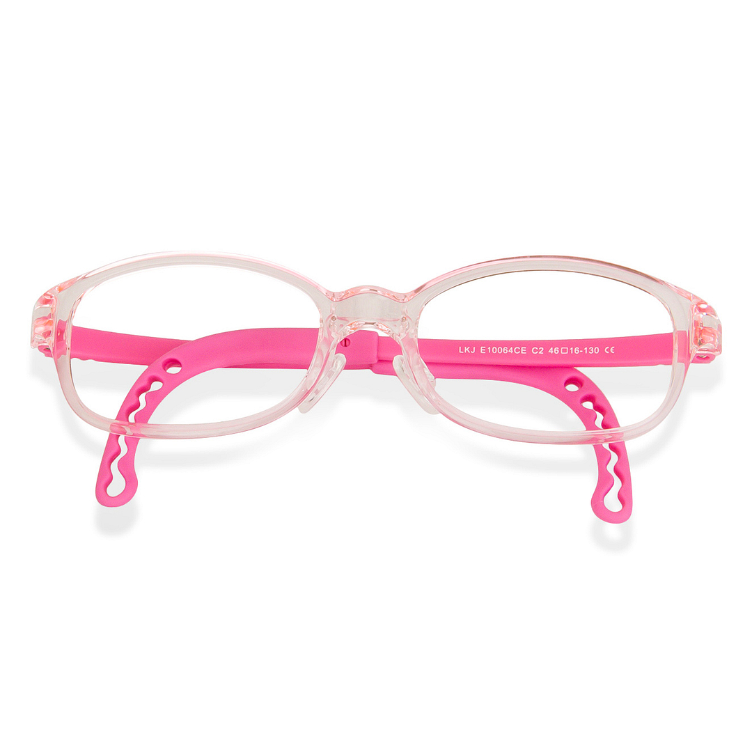 Hooper Screen Glasses Blue-Block Kids Computer Glasses: Pink Transparent Full Rim Rectangle Kid  5-8 yrs  Lenskart Junior LKJ E10064CE-C2 left side