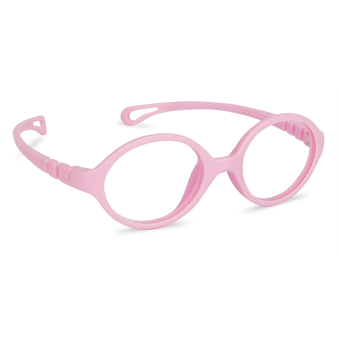Hooper Blue-Block Kids Computer Glasses: Matte Pink Full Rim Round Kids Kids  2-5 yrs  Lenskart Junior Airflex LKJ E10061-C8 left side