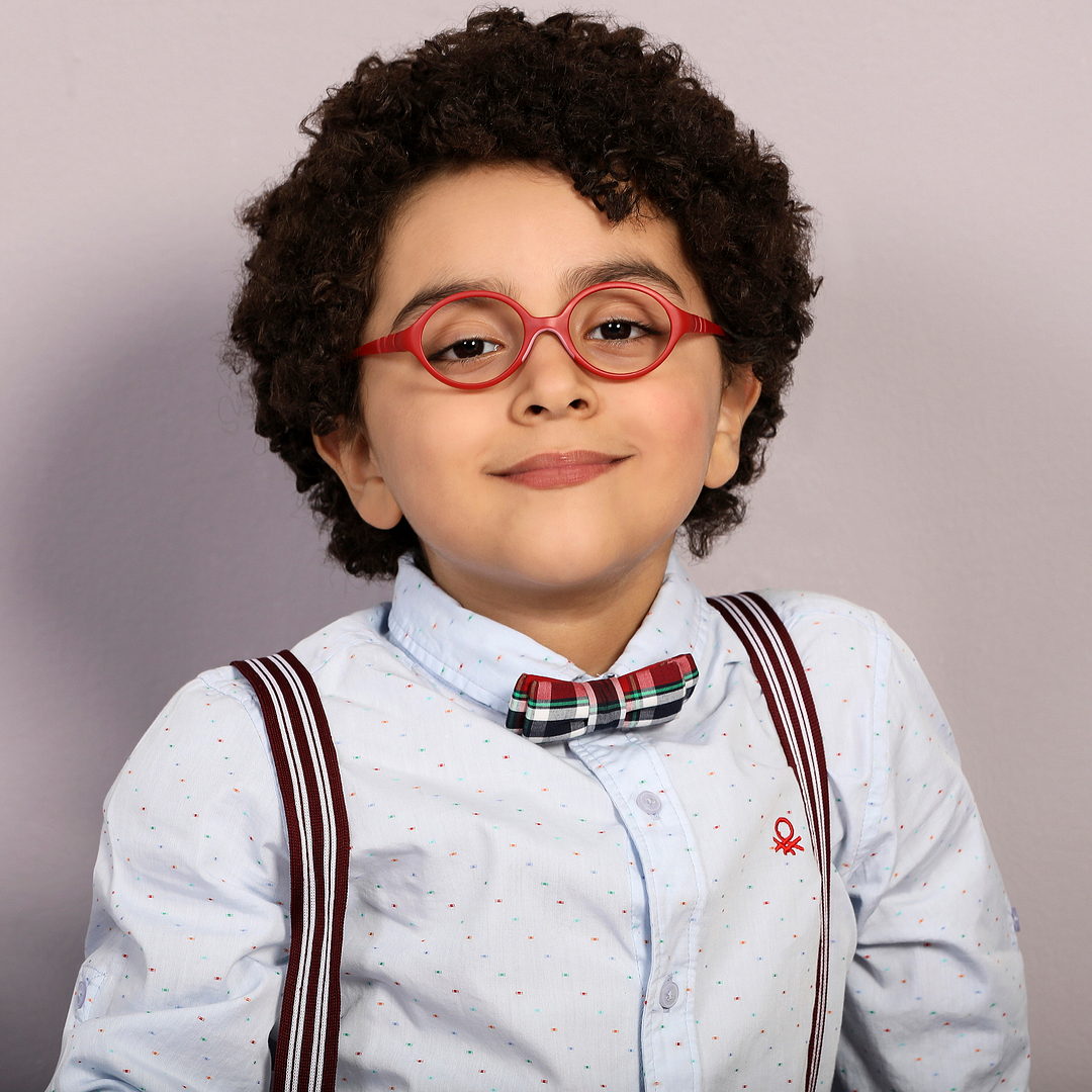 Hooper Blue-Block Kids Computer Glasses: Matte Red Pink Full Rim Round Kids Kids  2-5 yrs  Lenskart Junior Airflex LKJ E10061-C9 left side