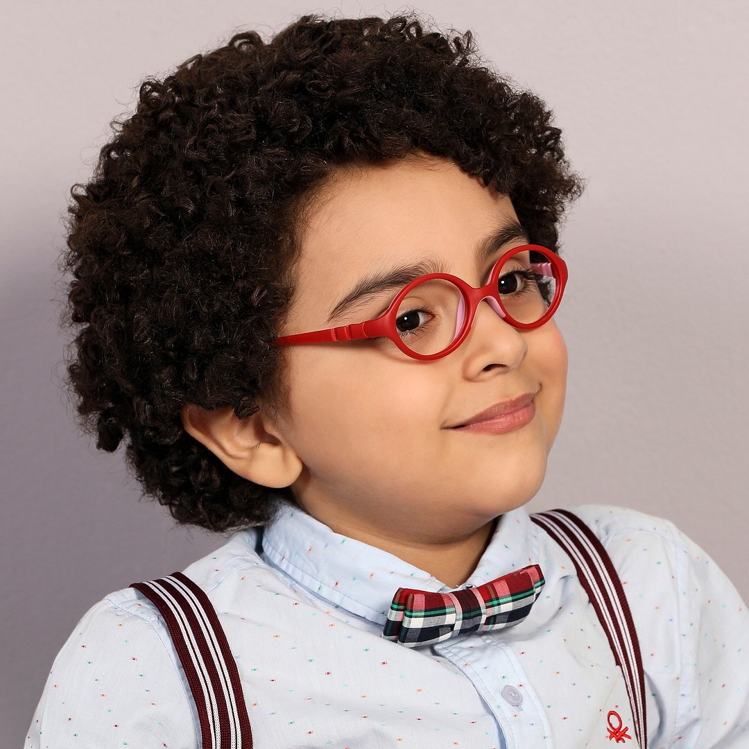 Hooper Blue-Block Kids Computer Glasses: Matte Red Pink Full Rim Round Kids Kids  2-5 yrs  Lenskart Junior Airflex LKJ E10061-C9 right side