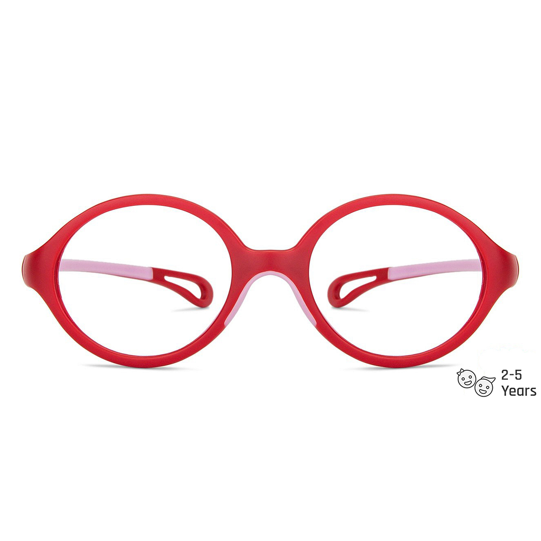 Hooper Blue-Block Kids Computer Glasses: Matte Red Pink Full Rim Round Kids Kids  2-5 yrs  Lenskart Junior Airflex LKJ E10061-C9 left side
