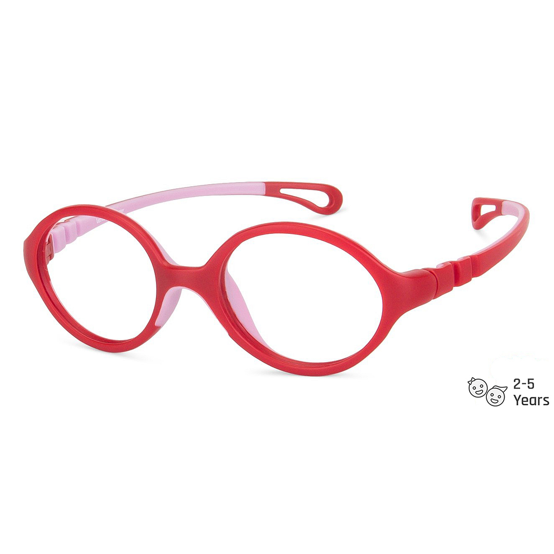 Hooper Blue-Block Kids Computer Glasses: Matte Red Pink Full Rim Round Kids Kids  2-5 yrs  Lenskart Junior Airflex LKJ E10061-C9 right side