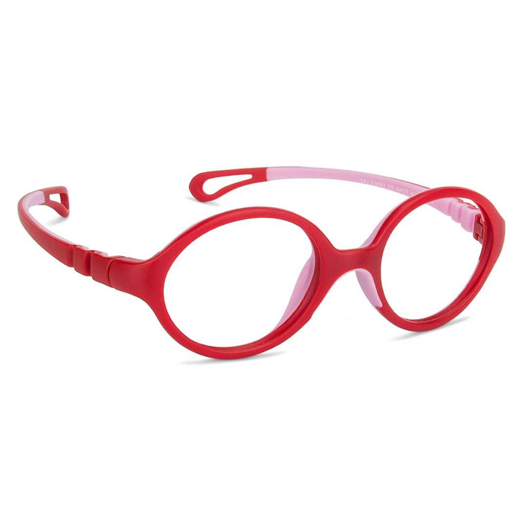 Hooper Blue-Block Kids Computer Glasses: Matte Red Pink Full Rim Round Kids Kids  2-5 yrs  Lenskart Junior Airflex LKJ E10061-C9 left side